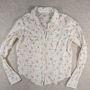 Delicate Cotton Floral Western Button Up Blouse Areopastal Y2K Size Small